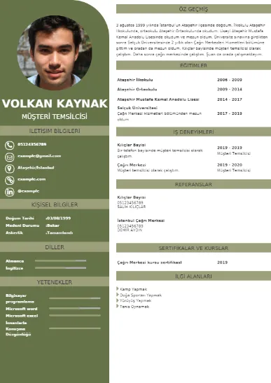 Müşteri Temsilcisi Örnek cv indir